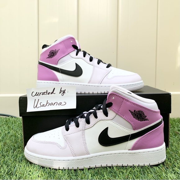 Nike Air Jordan mid GS white pink shoes (big kids)